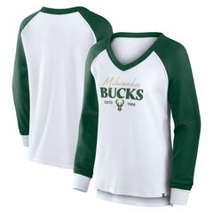 NBA Milwaukee Bucks Women's Open Lane Waffle Long Sleeve V-Neck T-Shirt