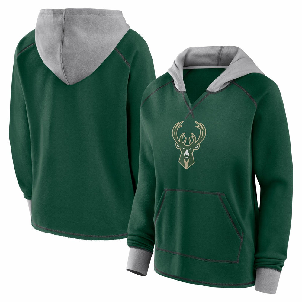 NBA Milwaukee Bucks Logo Athletic Women's Boom Pullover Hoodie