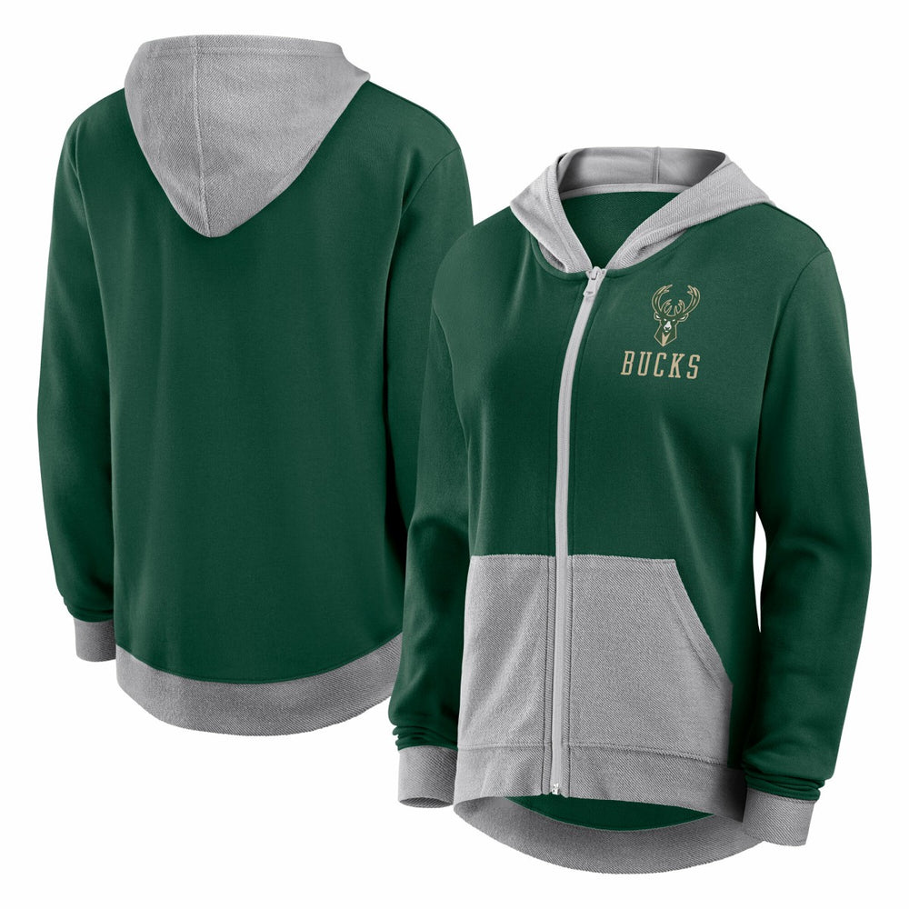 NBA Milwaukee Bucks Logo Athletic Women's Hit It French Terry Full-Zip Hoodie