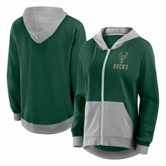 NBA Milwaukee Bucks Logo Athletic Women's Hit It French Terry Full-Zip Hoodie