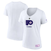 NHL White Philadelphia Flyers Fanatics Women's 2024 Hockey Fights Cancer V-Neck T-Shirt