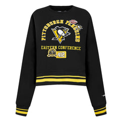 NHL Black Pittsburgh Penguins Pro Standard Women's Area Code Cropped Pullover Sweatshirt