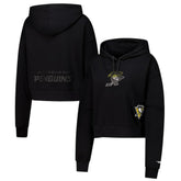 NHL Black Pittsburgh Penguins Pro Standard Women's Jewels Cropped Pullover Hoodie