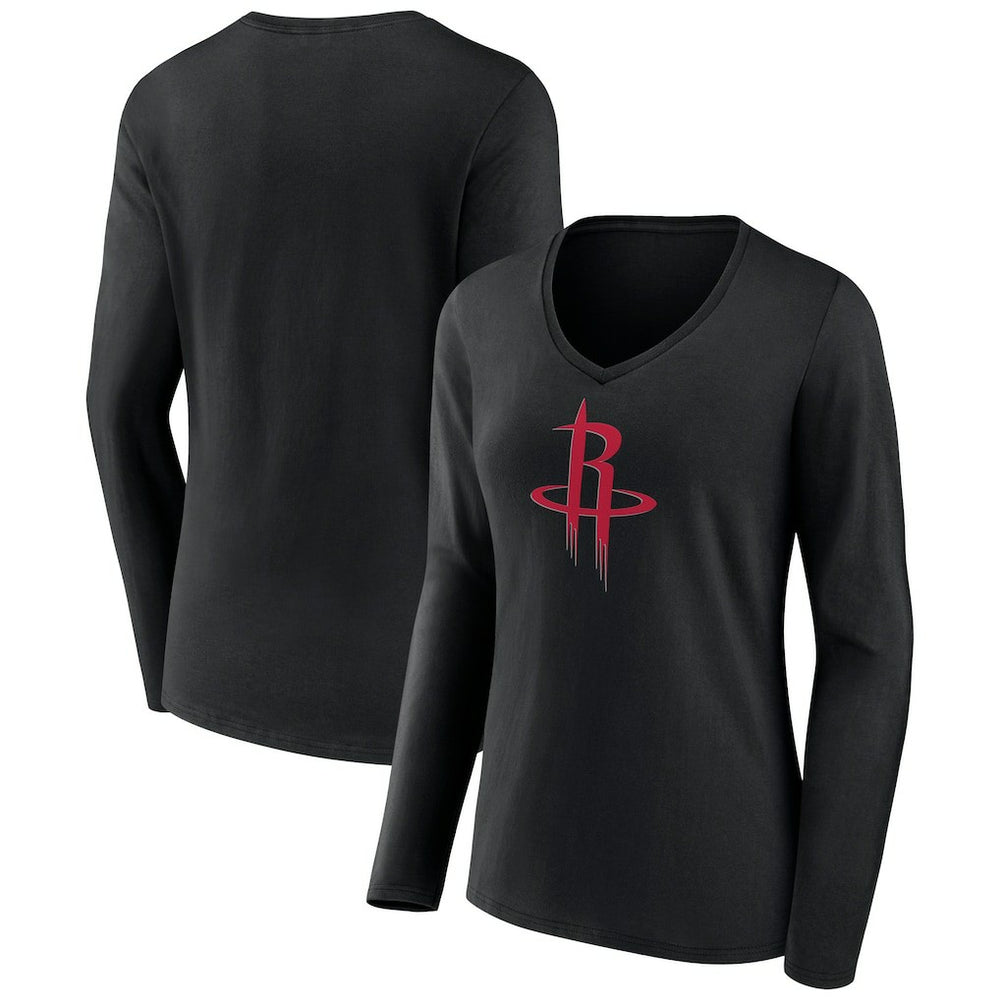NBA Houston Rockets Women's Primary Logo Long Sleeve V-Neck T-Shirt