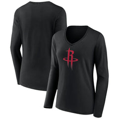 NBA Houston Rockets Women's Primary Logo Long Sleeve V-Neck T-Shirt