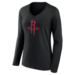 NBA Houston Rockets Women's Primary Logo Long Sleeve V-Neck T-Shirt