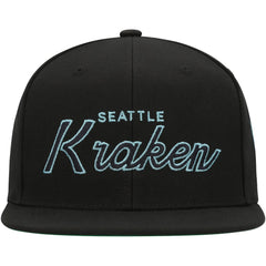 NHL Black Seattle Kraken Mitchell & Ness Core Team Script 2.0 Snapback Hat