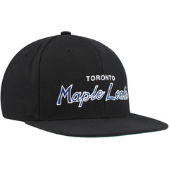 NHL Black Toronto Maple Leafs Mitchell & Ness Core Team Script 2.0 Snapback Hat