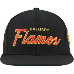 NHL Black Calgary Flames Mitchell & Ness Core Team Script 2.0 Snapback Hat