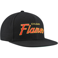NHL Black Calgary Flames Mitchell & Ness Core Team Script 2.0 Snapback Hat
