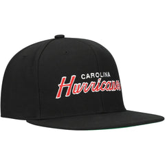 NHL Black Carolina Hurricanes Mitchell & Ness Core Team Script 2.0 Snapback Hat