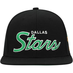 NHL Black Dallas Stars Mitchell & Ness Core Team Script 2.0 Snapback Hat