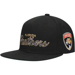 NHL Black Florida Panthers Mitchell & Ness Core Team Script 2.0 Snapback Hat