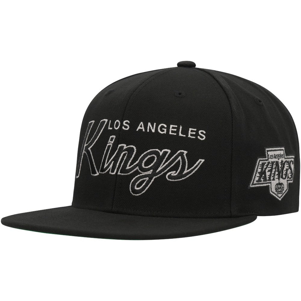NHL Black Los Angeles Kings Mitchell & Ness Core Team Script 2.0 Snapback Hat