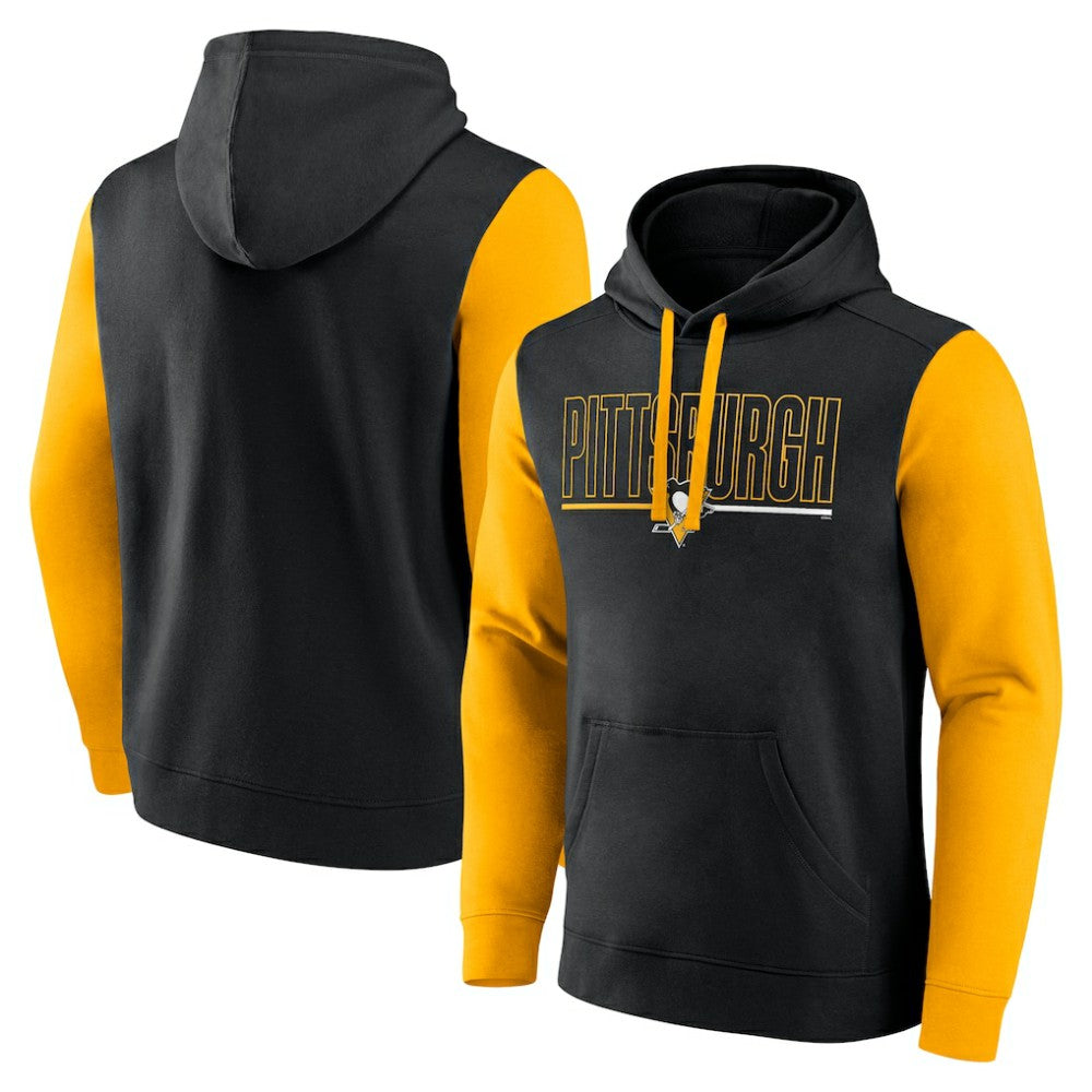 NHL Black Pittsburgh Penguins Logo Athletic Deliver Fleece Pullover Hoodie