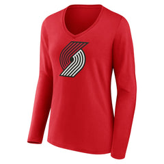 NBA Portland Trail Blazers Women's Primary Logo Long Sleeve V-Neck T-Shirt