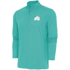 NHL Heather Aqua Colorado Avalanche Antigua White Logo Hunk Quarter-Zip Pullover