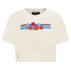 NBA Philadelphia 76ers Pro Standard Women's Retro Striper SJ Cropped Boxy T-Shirt