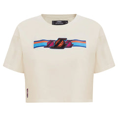 NBA Los Angeles Lakers Pro Standard Women's Retro Striper SJ Cropped Boxy T-Shirt