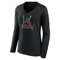 MLB Arizona Diamondbacks Women's Personalized Name & Number Fastball Long Sleeve V-Neck T-Shirt