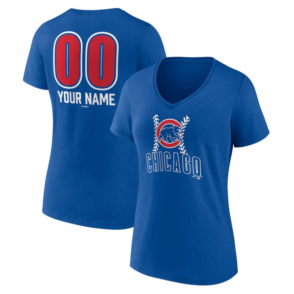 MLB Chicago Cubs Women's Personalized Name & Number Fastball V-Neck T-Shirt