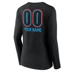 MLB Miami Marlins Women's Personalized Name & Number Fastball Long Sleeve V-Neck T-Shirt