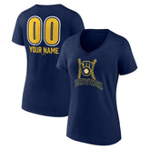 MLB Milwaukee Brewers Women's Personalized Name & Number Fastball V-Neck T-Shirt