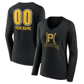 MLB Pittsburgh Pirates Women's Personalized Name & Number Fastball Long Sleeve V-Neck T-Shirt