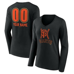 MLB San Francisco Giants Women's Personalized Name & Number Fastball Long Sleeve V-Neck T-Shirt