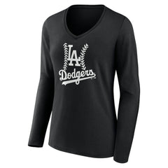 MLB Los Angeles Dodgers Women's Personalized Name & Number Fastball Long Sleeve V-Neck T-Shirt