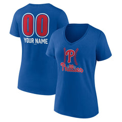MLB Philadelphia Phillies Women's Personalized Name & Number Fastball V-Neck T-Shirt