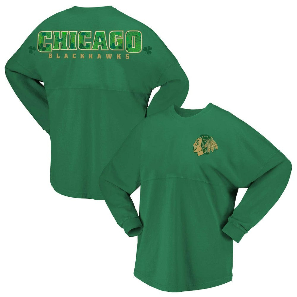 NHL Kelly Green Chicago Blackhawks Fanatics Women's St. Patrick's Day Spirit Jersey T-Shirt