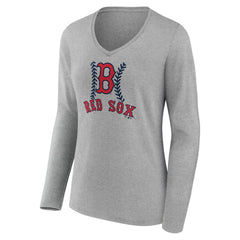 MLB Boston Red Sox Women's Personalized Name & Number Fastball Long Sleeve V-Neck T-Shirt