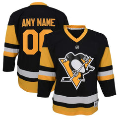 NHL Black Pittsburgh Penguins Youth Home Replica Custom Jersey