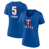 MLB Corey Seager Texas Rangers Women's Fastball Player Name & Number V-Neck T-Shirt
