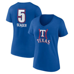 MLB Corey Seager Texas Rangers Women's Fastball Player Name & Number V-Neck T-Shirt
