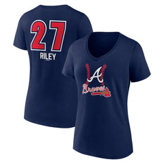MLB Austin Riley Atlanta Braves Women's Fastball Player Name & Number V-Neck T-Shirt
