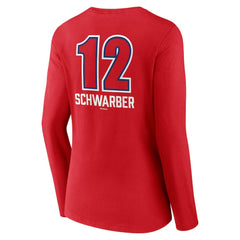 MLB Kyle Schwarber Philadelphia Phillies Women's Fastball Player Name & Number Long Sleeve V-Neck T-Shirt