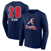 MLB Matt Olson Atlanta Braves Fastball Player Name & Number Long Sleeve T-Shirt