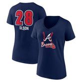 MLB Matt Olson Atlanta Braves Women's Fastball Player Name & Number V-Neck T-Shirt