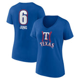 MLB Josh Jung Texas Rangers Women's Fastball Player Name & Number V-Neck T-Shirt