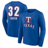 MLB Evan Carter Texas Rangers Fastball Player Name & Number Long Sleeve T-Shirt