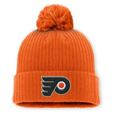 NHL Orange Philadelphia Flyers Fanatics Primary Logo Cuffed Knit Hat with Pom