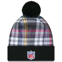 Youth 2024 NFL Crucial Catch Plaid Cuffed Pom Knit Hat - New York Jets
