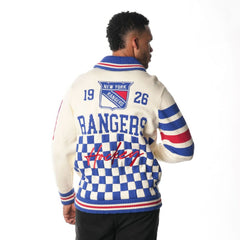 NHL Cream New York Rangers The Wild Collective Unisex Jacquard Full-Zip Sweater