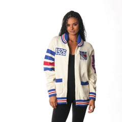 NHL Cream New York Rangers The Wild Collective Unisex Jacquard Full-Zip Sweater