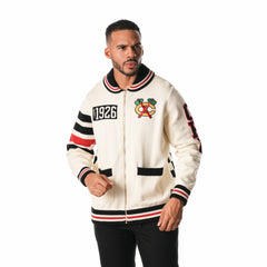 NHL Cream Chicago Blackhawks The Wild Collective Unisex Jacquard Full-Zip Sweater