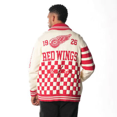 NHL Cream Detroit Red Wings The Wild Collective Unisex Jacquard Full-Zip Sweater