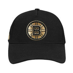 NHL Black Boston Bruins Pro Standard Metallic Logo Pinch Front Adjustable Hat