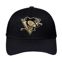 NHL Black Pittsburgh Penguins Pro Standard Metallic Logo Pinch Front Adjustable Hat